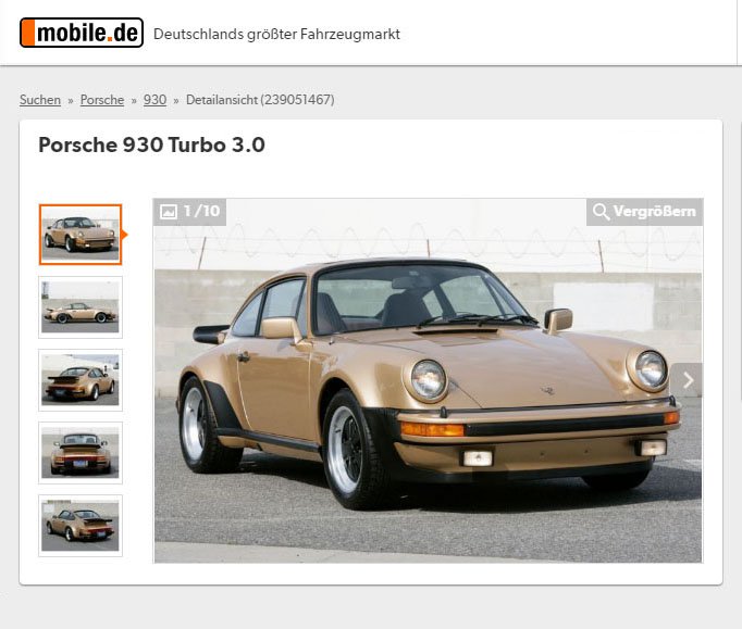 Porsche 930 (mobile.de) (FIN: 9307800101)