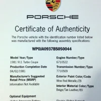 Porsche certificate